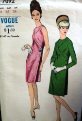 7092 VOGUE 60 SEAM SLVS OR NOT SIDE PLT SLIM DRESS PATTERN 14 34